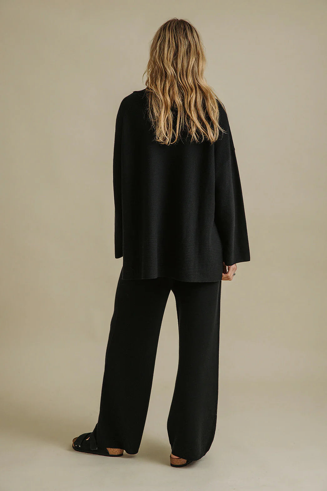 Grace Collared Merino Cotton Pullover | Black