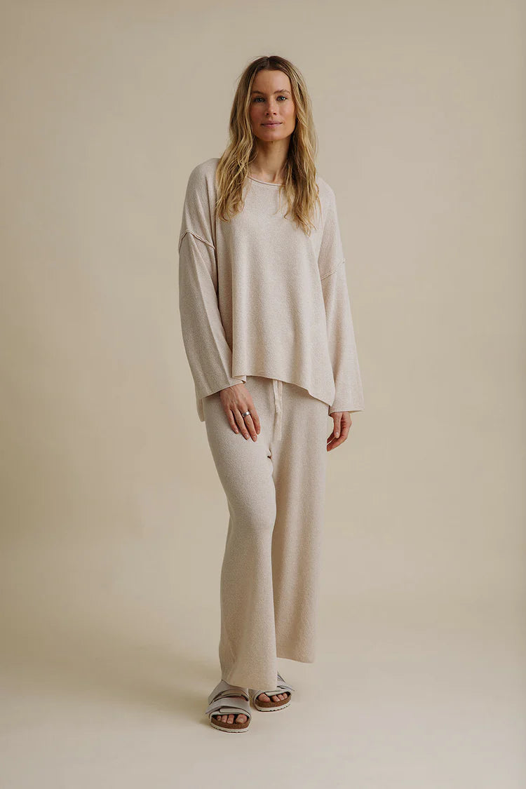 Winter Retreat Merino Cotton Pullover | Nougat