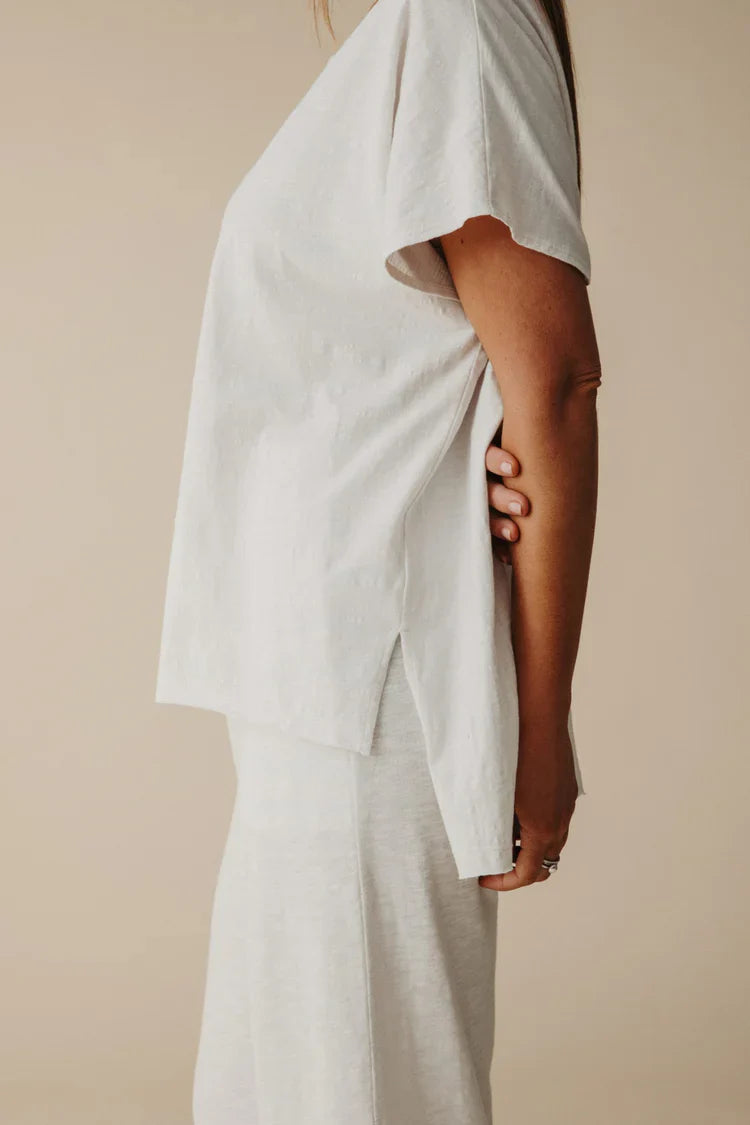 Shoreline Fine Slub Cotton T Shirt | Pebble