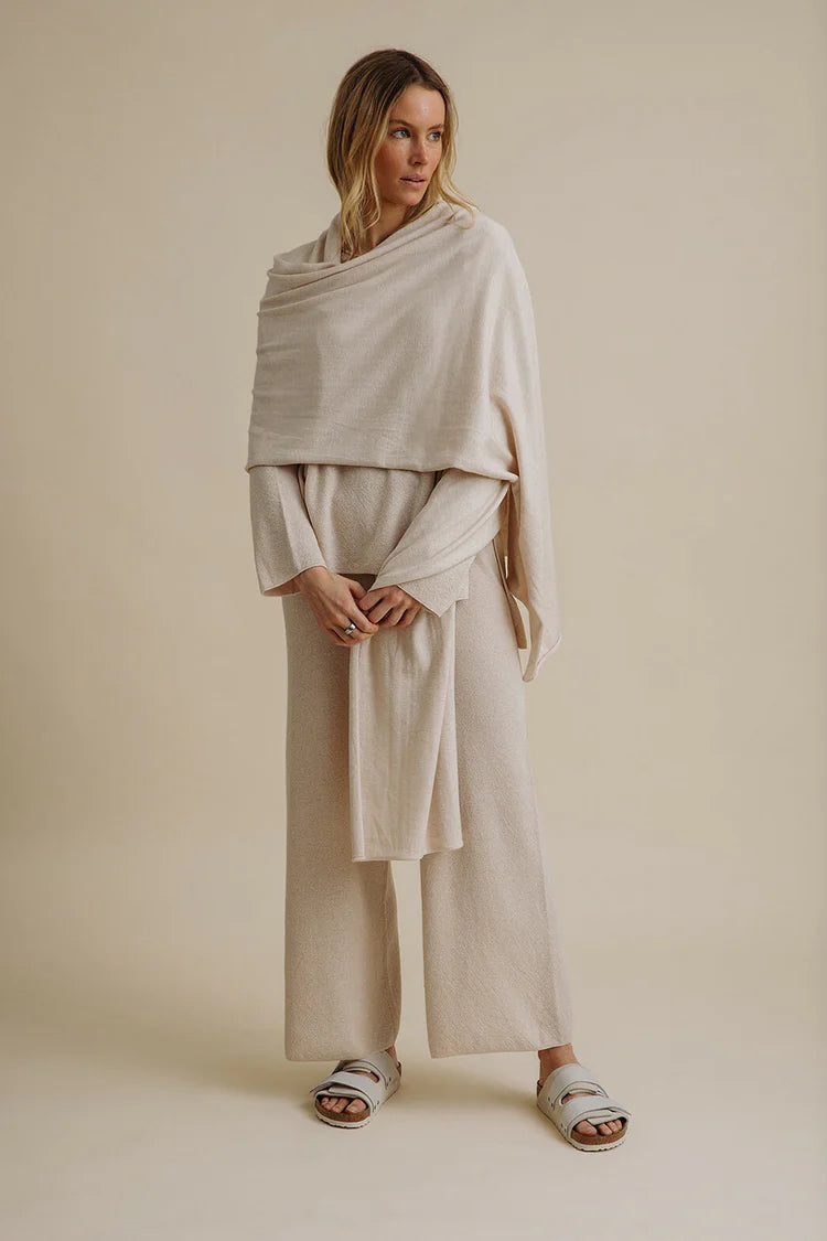 Winter Retreat Merino Cotton Wrap | Nougat