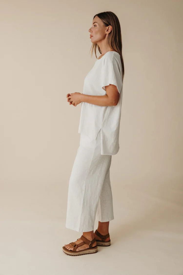 Shoreline Fine Slub Cotton T Shirt | Pebble