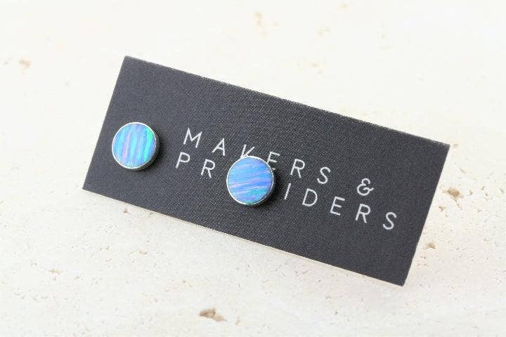 Opal Stud / Circle - Blue Rose