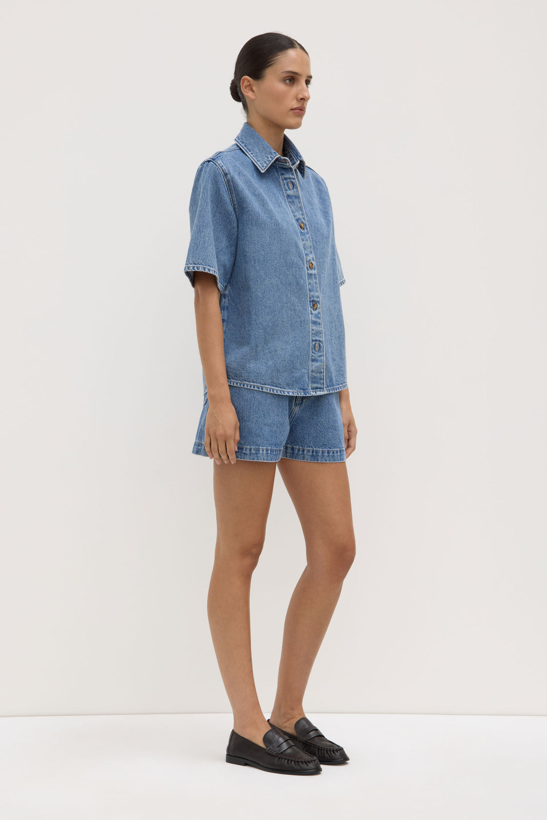 Shirt / Boxy Denim Short Sleeve