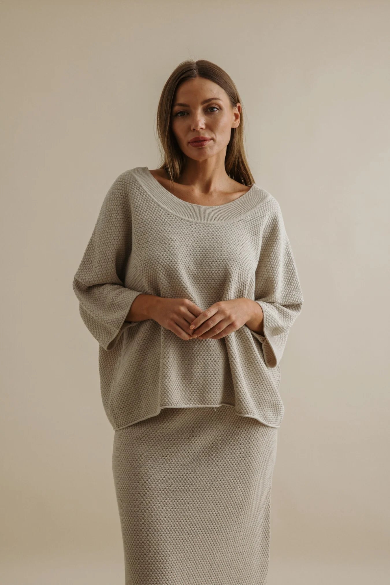 Coral Knitted Tee / Pullover - Sand Combo