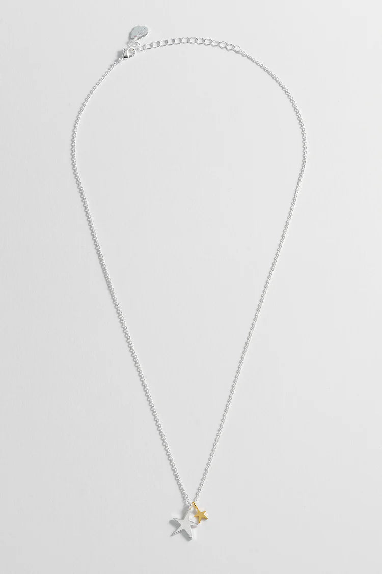 Two Tone Double Star Necklace