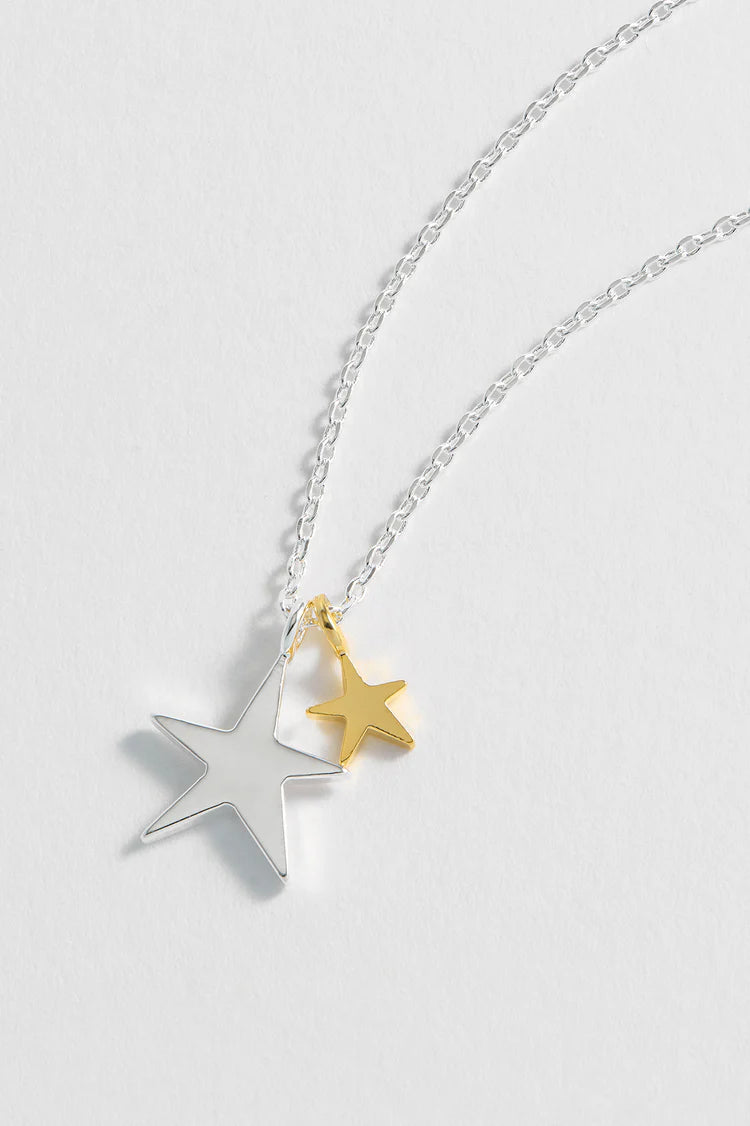 Two Tone Double Star Necklace