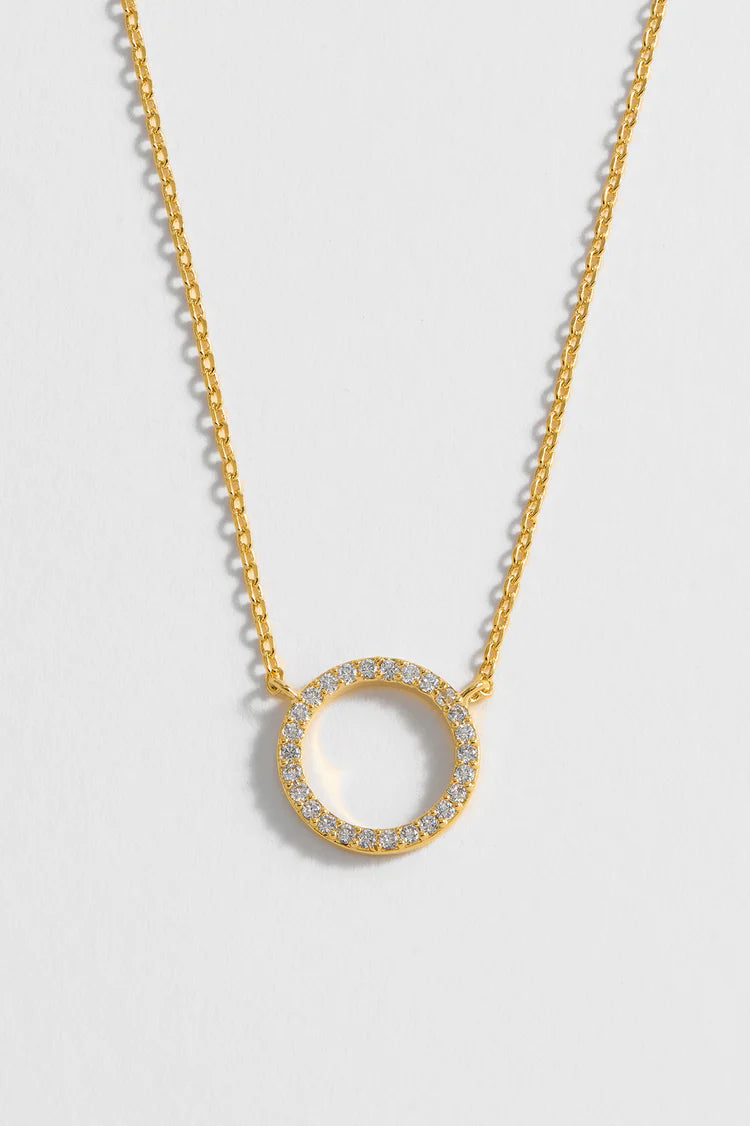 Large Pave Set Circle Necklace