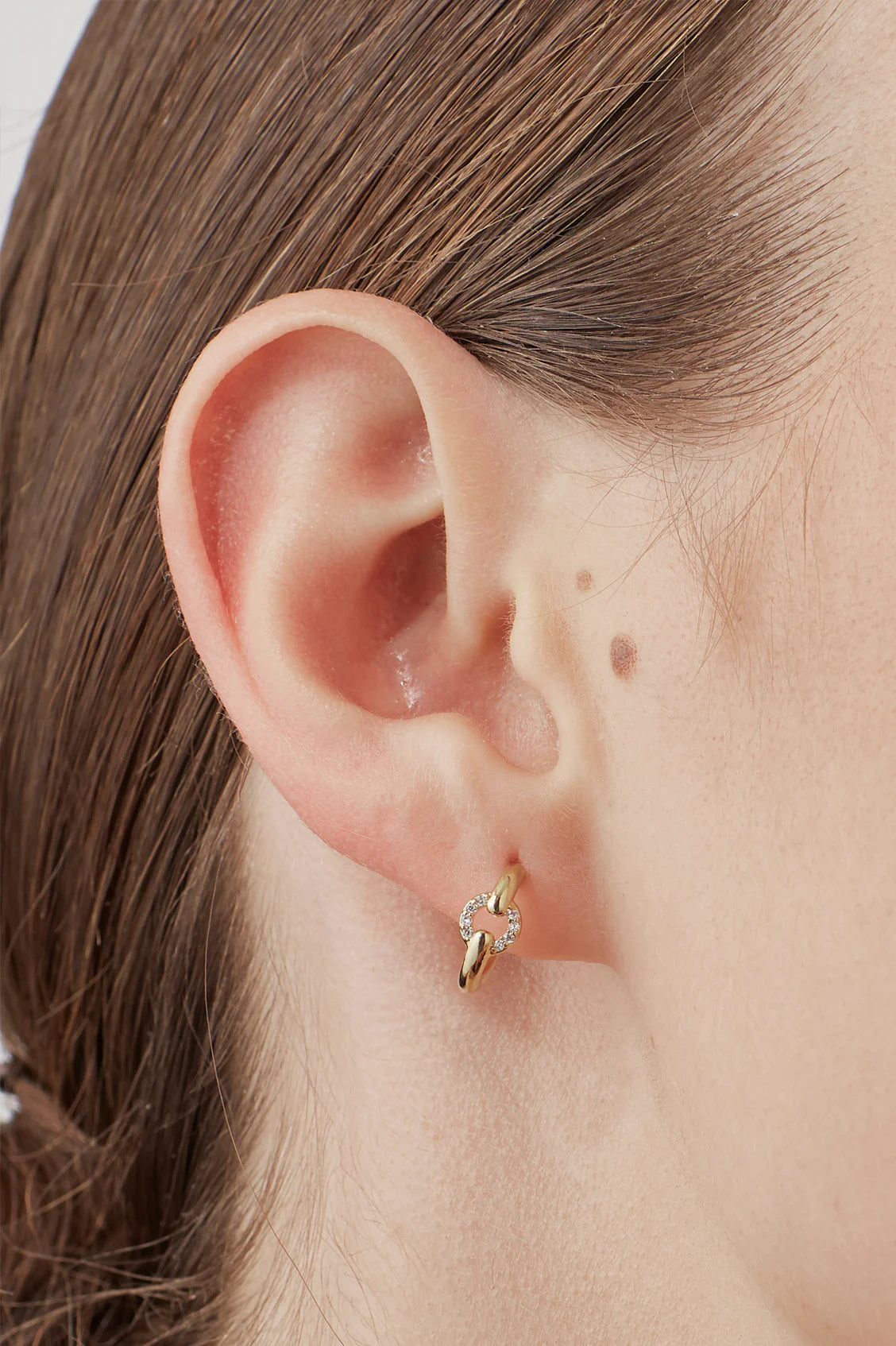 Gold Pave Circle Hoop Earrings