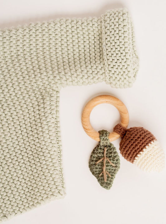 Acorn Cotton Crochet Rattle