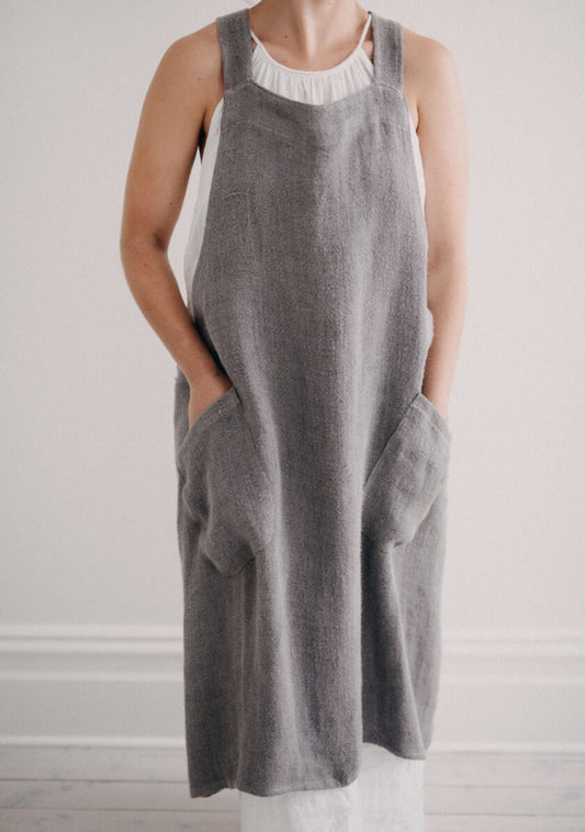 Harlow Woven Linen Apron | Stone