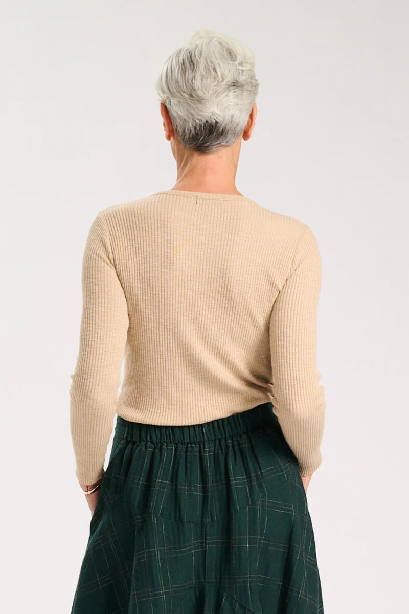 Mila Ribbed Top / Beige