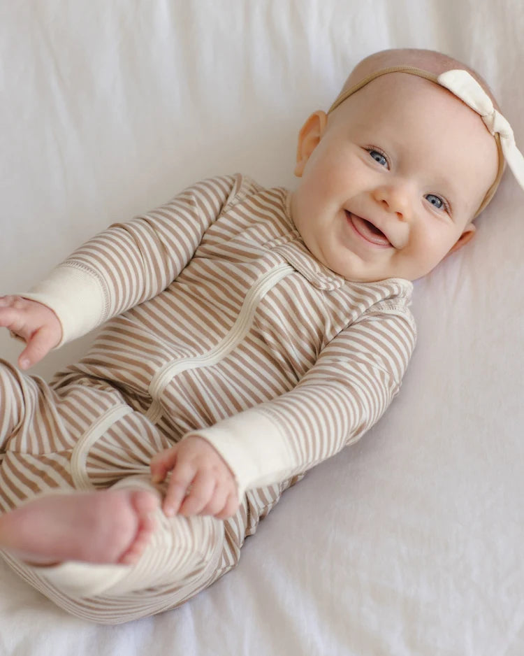 Long Sleeve Sleeper / Almond Stripe