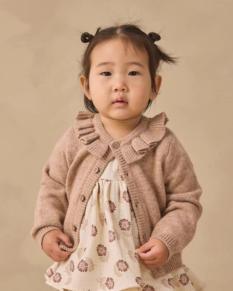 Ruffle Cardigan / Heathered Almond