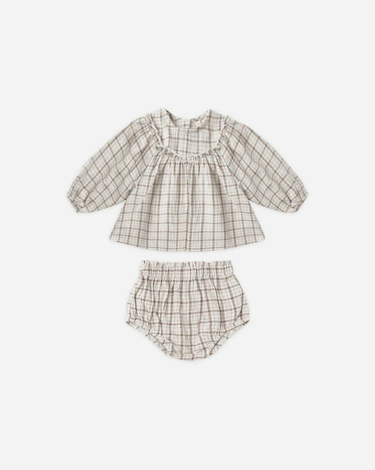 Mia Top & Bloomer Set / Blue Plaid