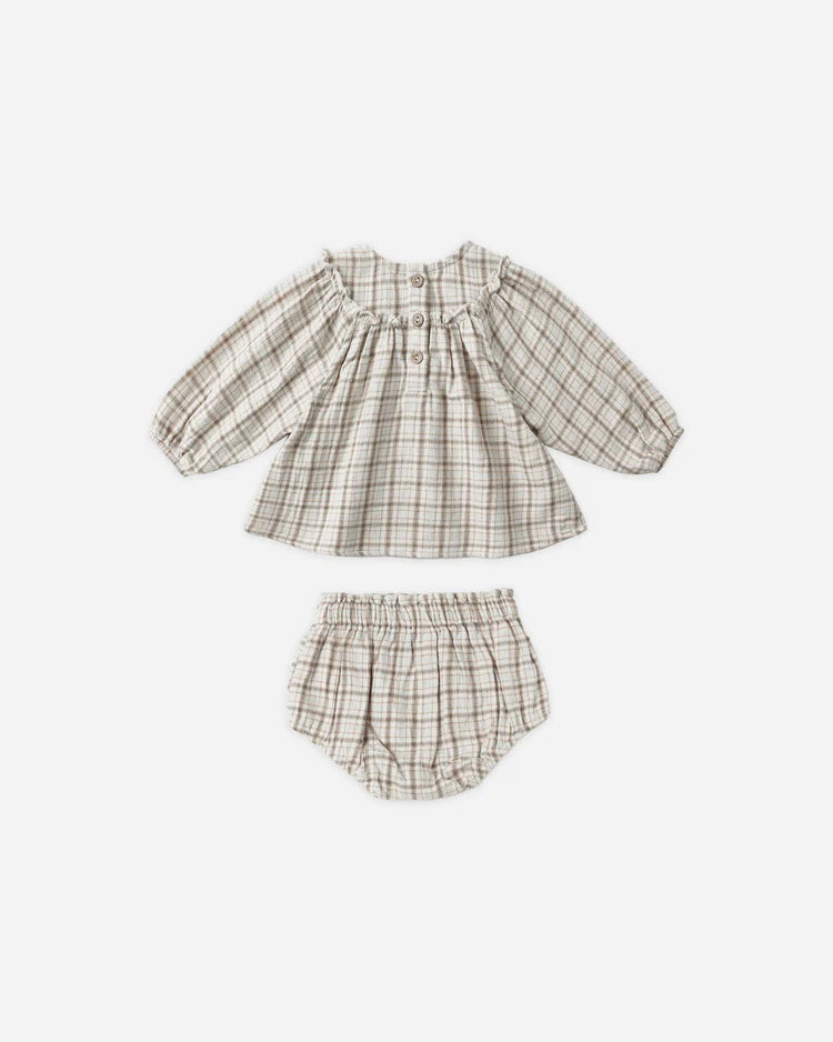Mia Top & Bloomer Set / Blue Plaid