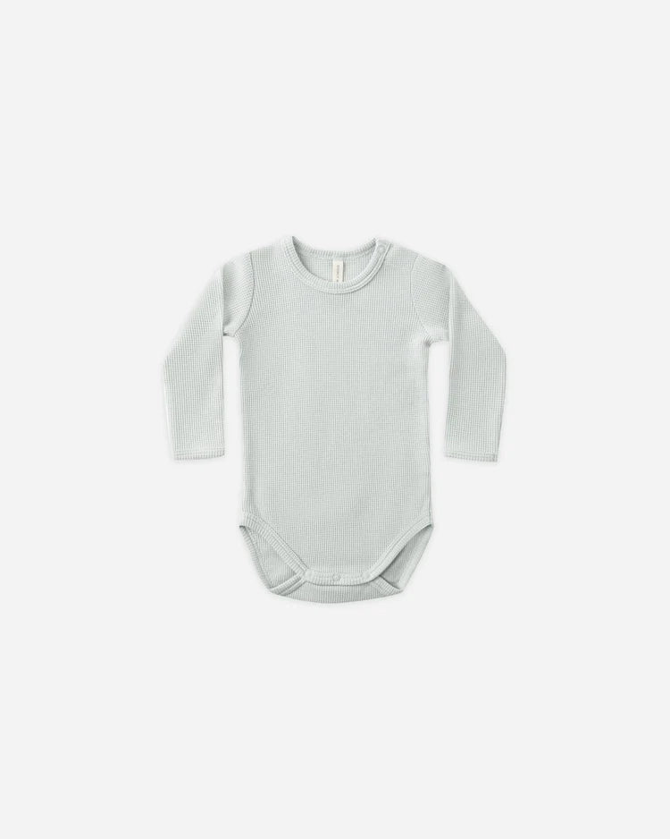 Waffle Long Sleeve Bodysuit / Ice Blue