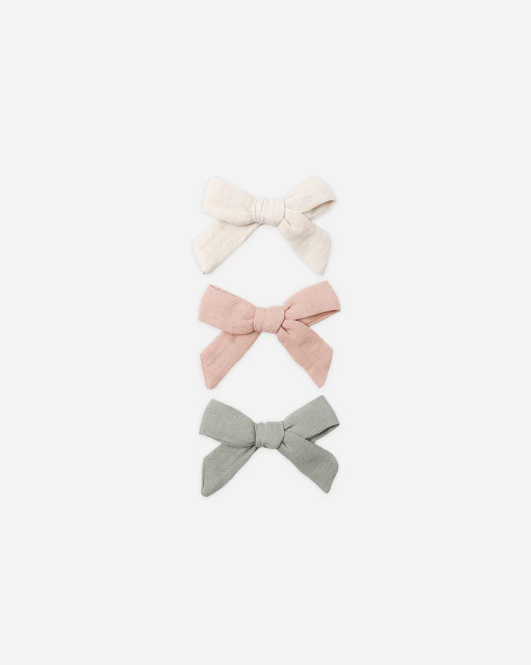 Hair Bows / Set - Natural & Fern & Rose