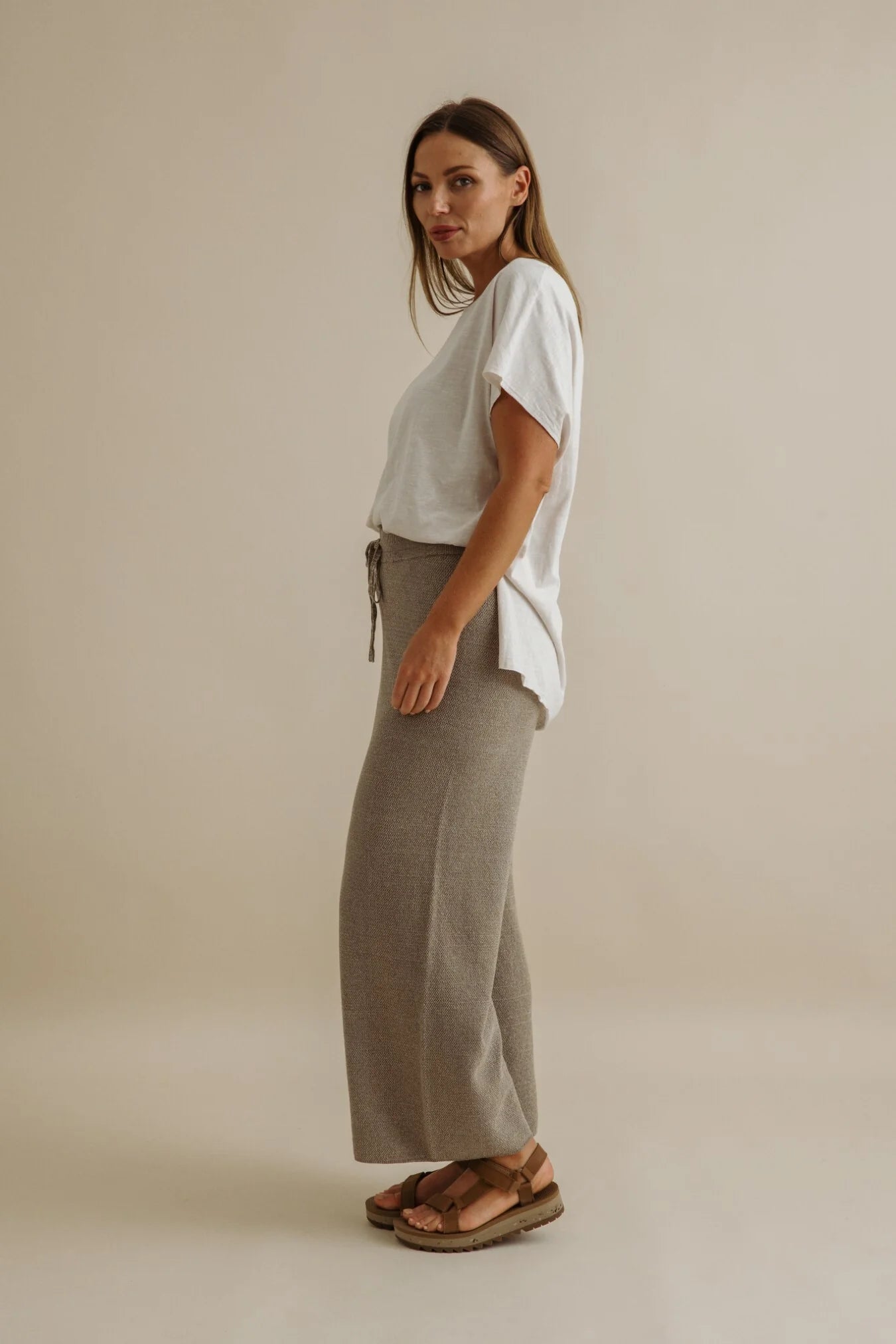 Retreat Cotton Twist / Full Length Pant - Vintage Khaki + Silver