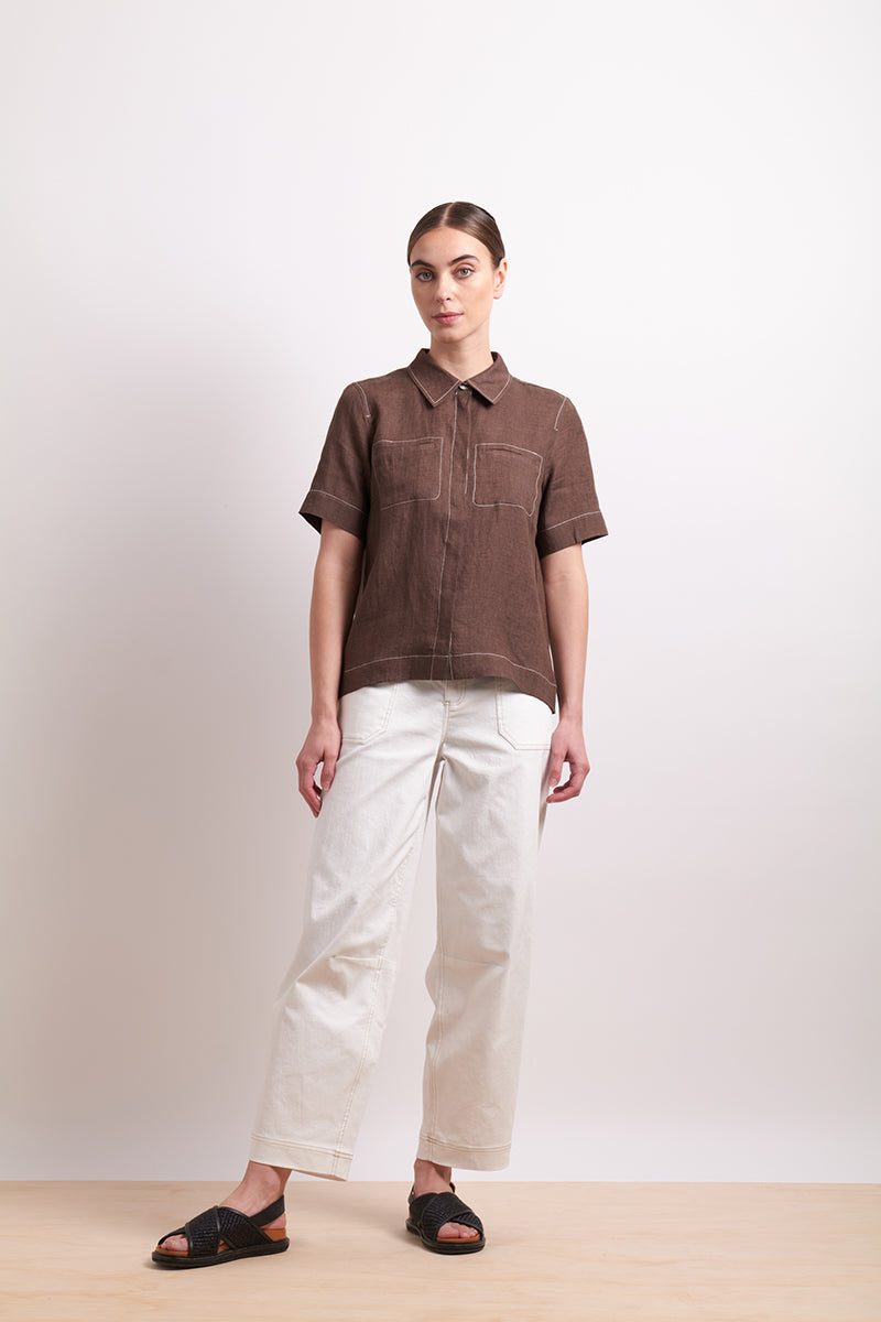 In Contrast Shirt / Cocoa