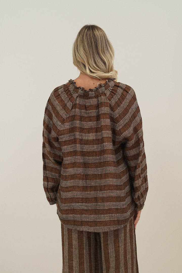 Sussana Top / Rust & White Stripes