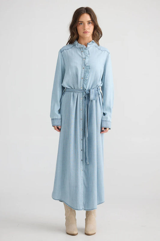 Pedro Maxi Dress | Light Wash Denim