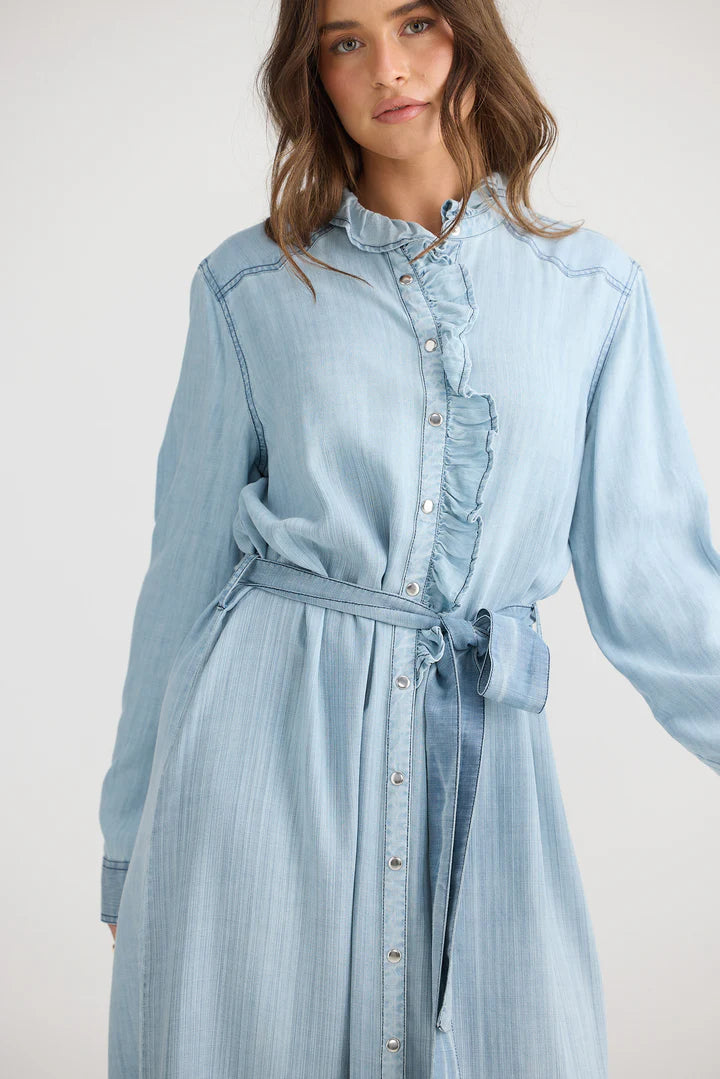 Pedro Maxi Dress | Light Wash Denim
