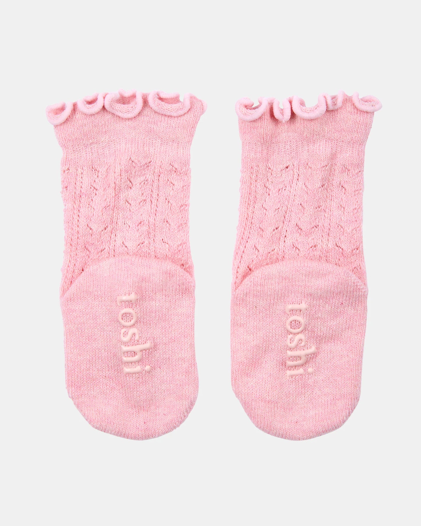 Organic Knee Socks / Frilly Lace - Misty Rose