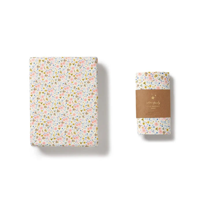 Organic Fitted Bassinet Sheet | Ava Floral