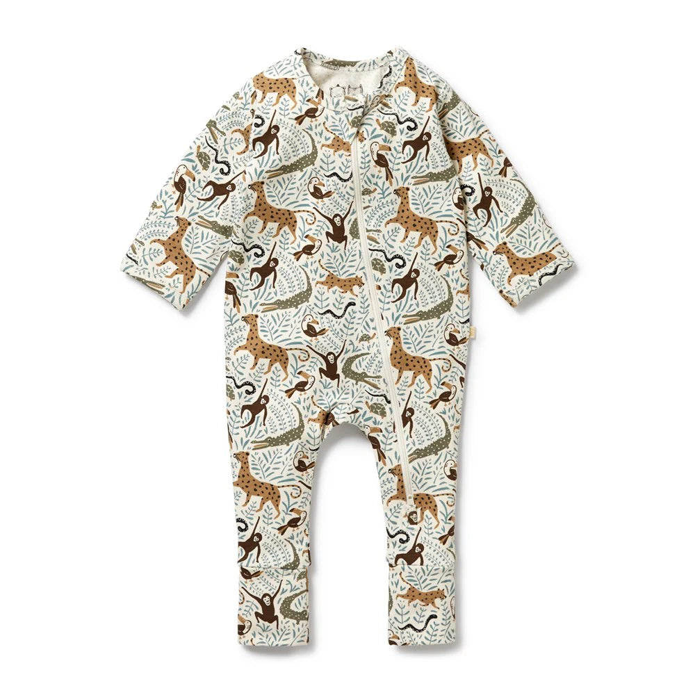 Organic Zipsuit with Feet / Mini Jungle