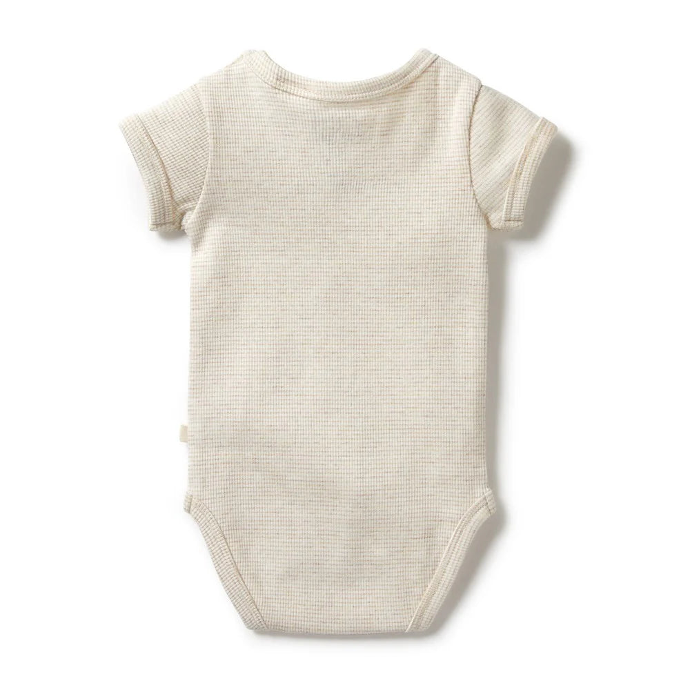 Organic Stripe Rib Bodysuit / Oatmeal