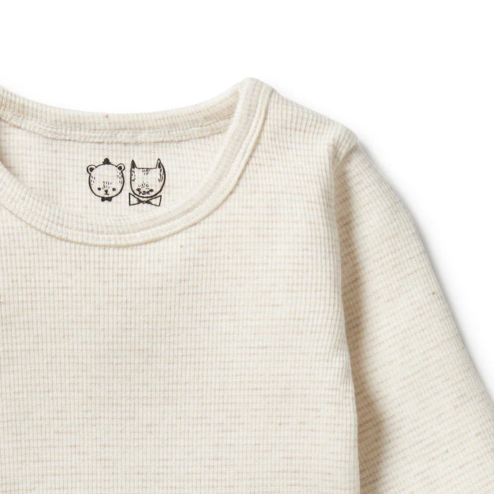 Organic Stripe Rib Long Sleeve Top | Oatmeal
