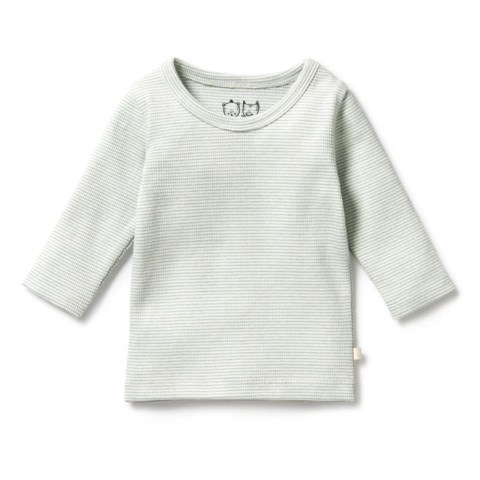 Organic Stripe Rib Long Sleeve Top | Fern