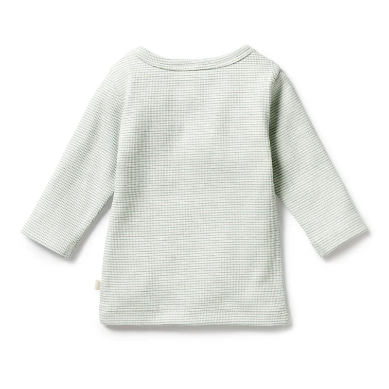Organic Stripe Rib Long Sleeve Top | Fern