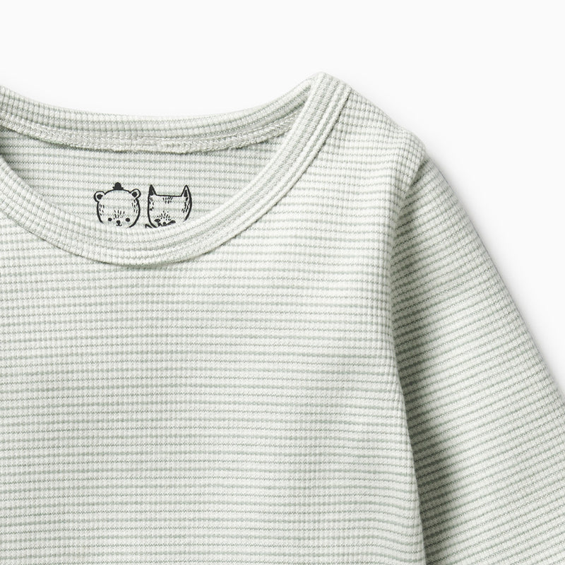 Organic Stripe Rib Long Sleeve Top | Fern