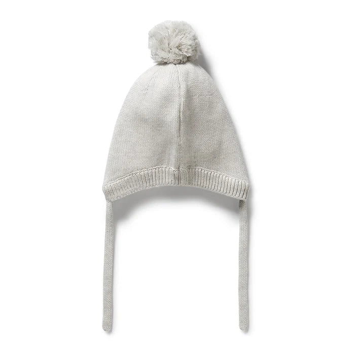 Organic Knitted Bonnet | Grey Melange