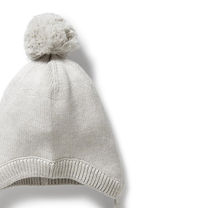 Organic Knitted Bonnet | Grey Melange