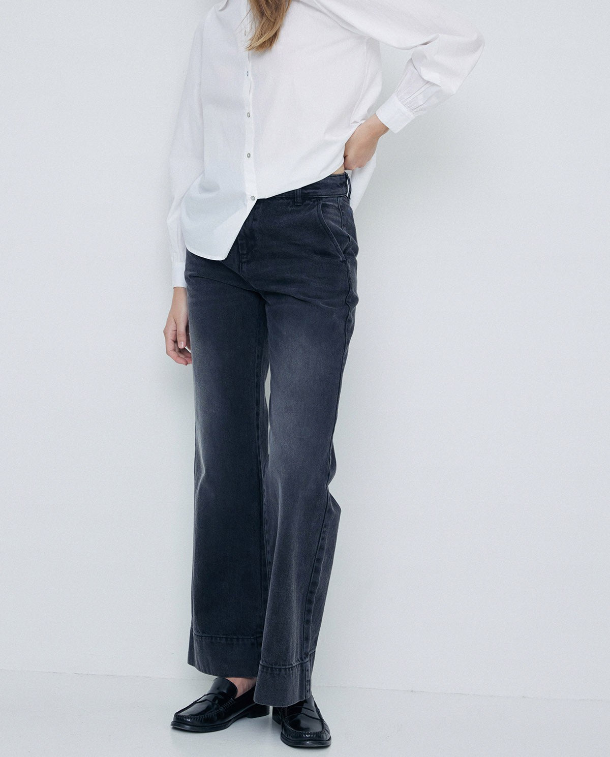 Wide Jeans | Anthracite Denim