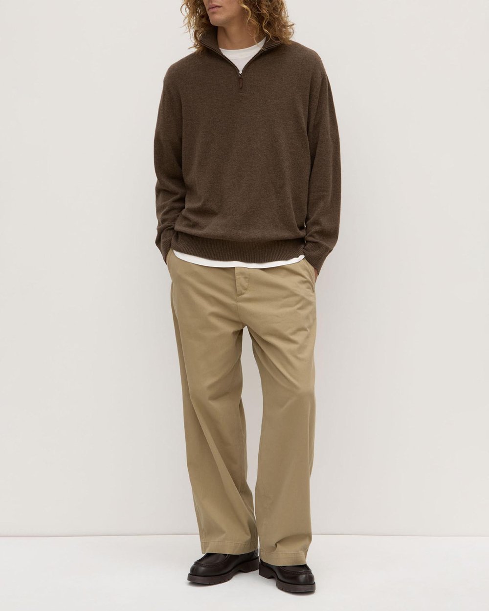 Half Zip Knit / Austin Wool Cashmere - Sable Marle