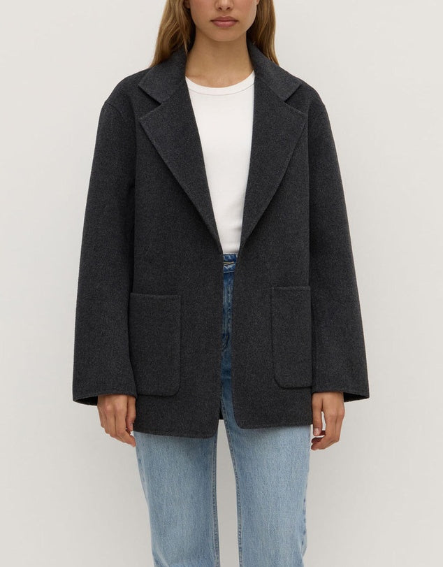 Single Breasted Coat / Calido Wool - Charcoal Marle