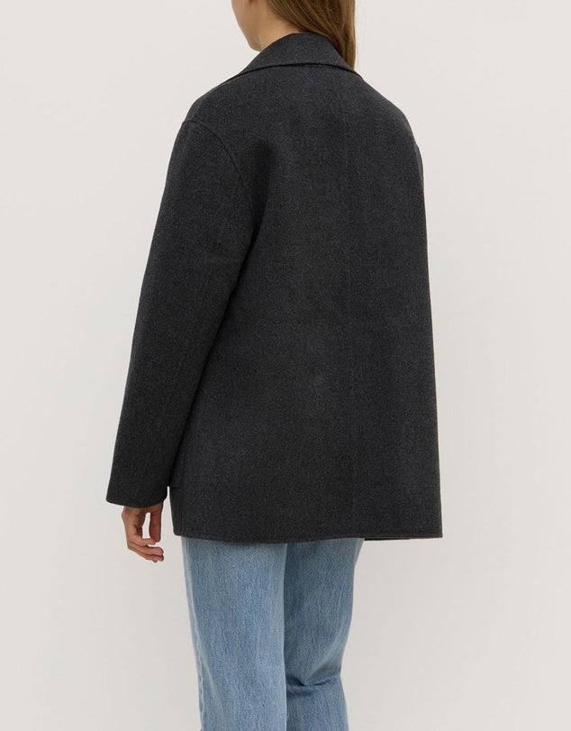 Single Breasted Coat / Calido Wool - Charcoal Marle