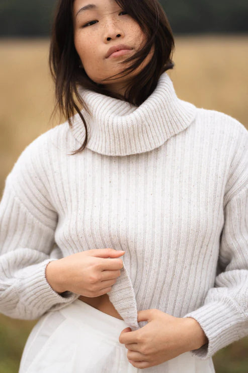 Arya Merino Knit | Ivory Speckle