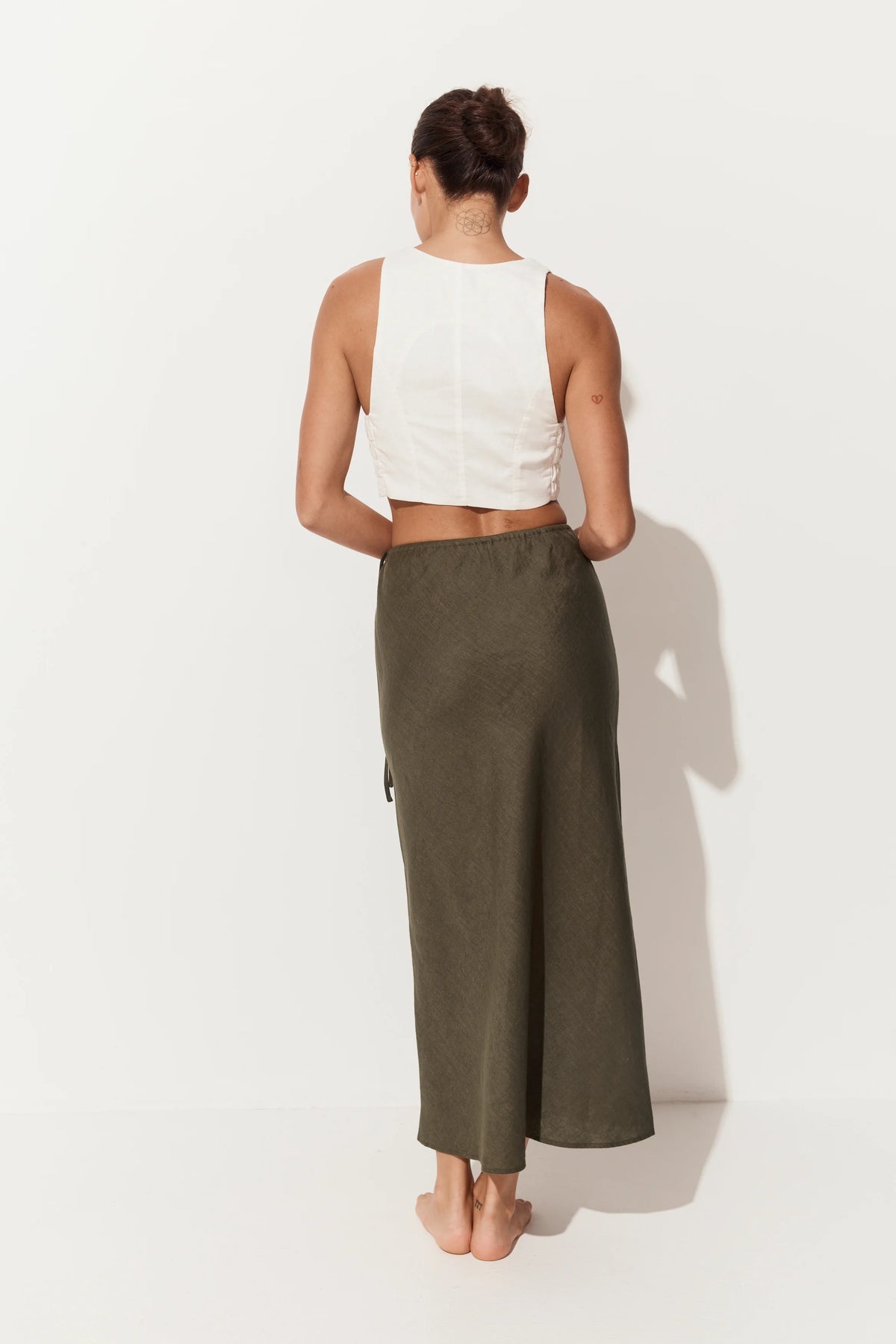 Riley Bias Skirt / Linen - Khaki