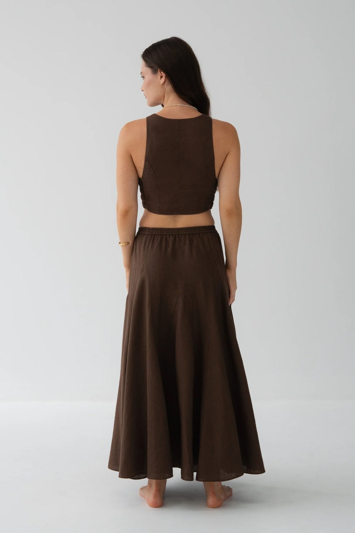 Stella Linen Skirt / Chocolate