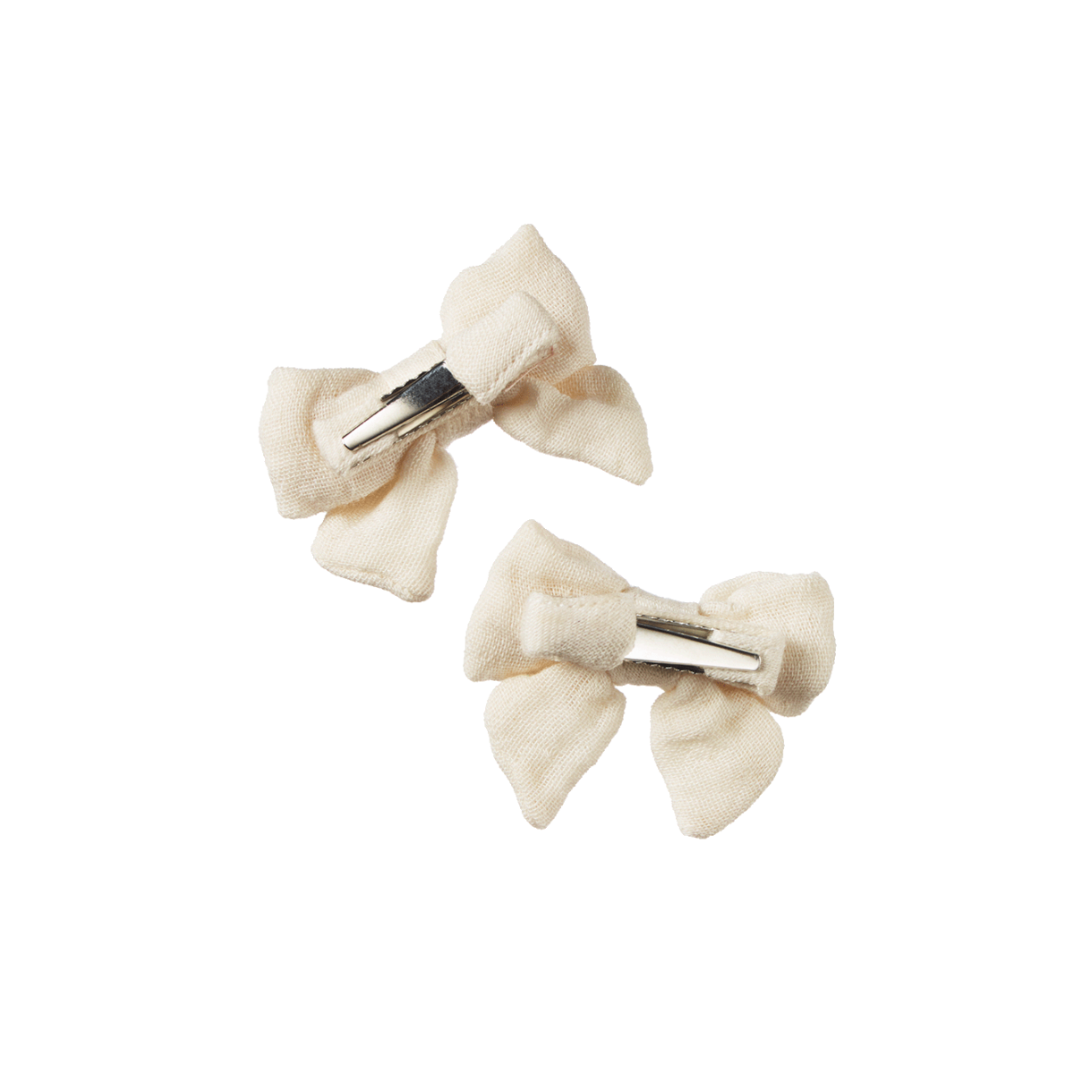Small Bow Hair Clips / 2 pack - Natural Crinkle