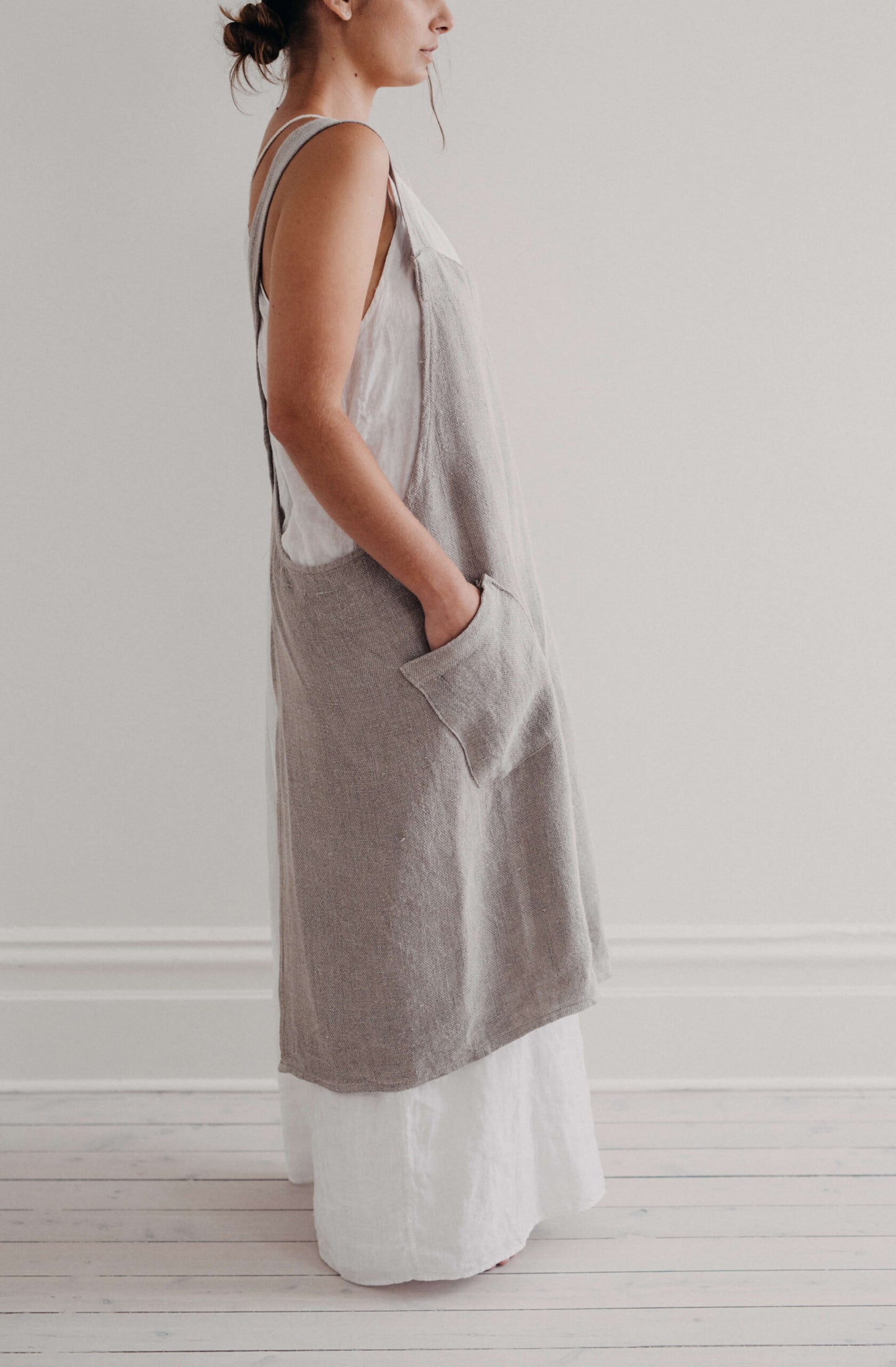 Harlow Woven Linen Apron - Putty