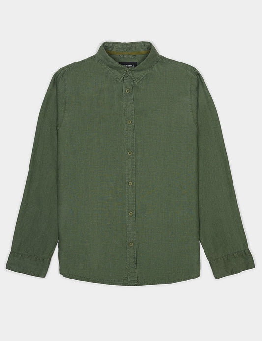 Linen Long Sleeve Shirt - Fatigue