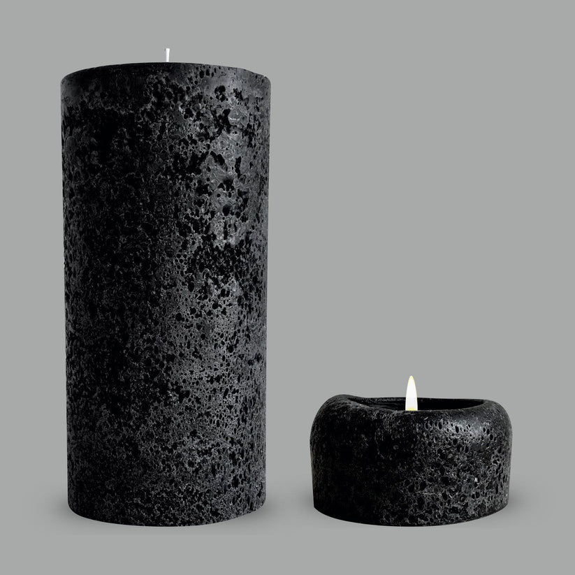 XL Textured Pillar Candle | Black