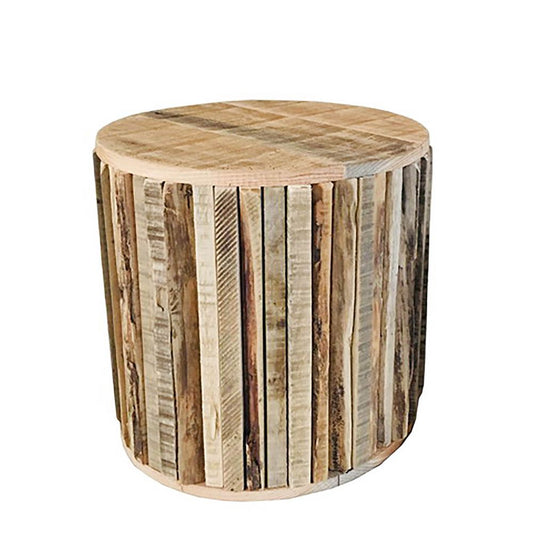 Round Reclaimed Wood Plinth