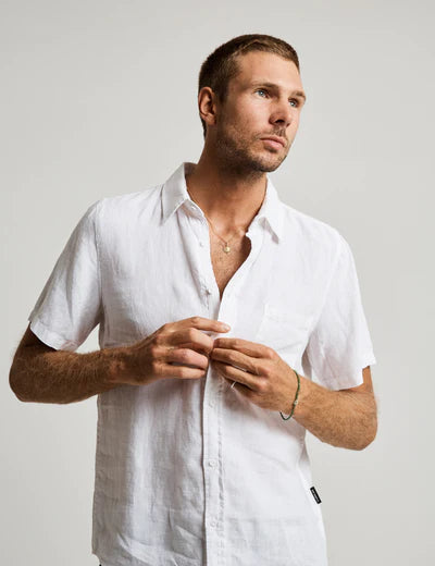 Linen Short Sleeve Shirt | White
