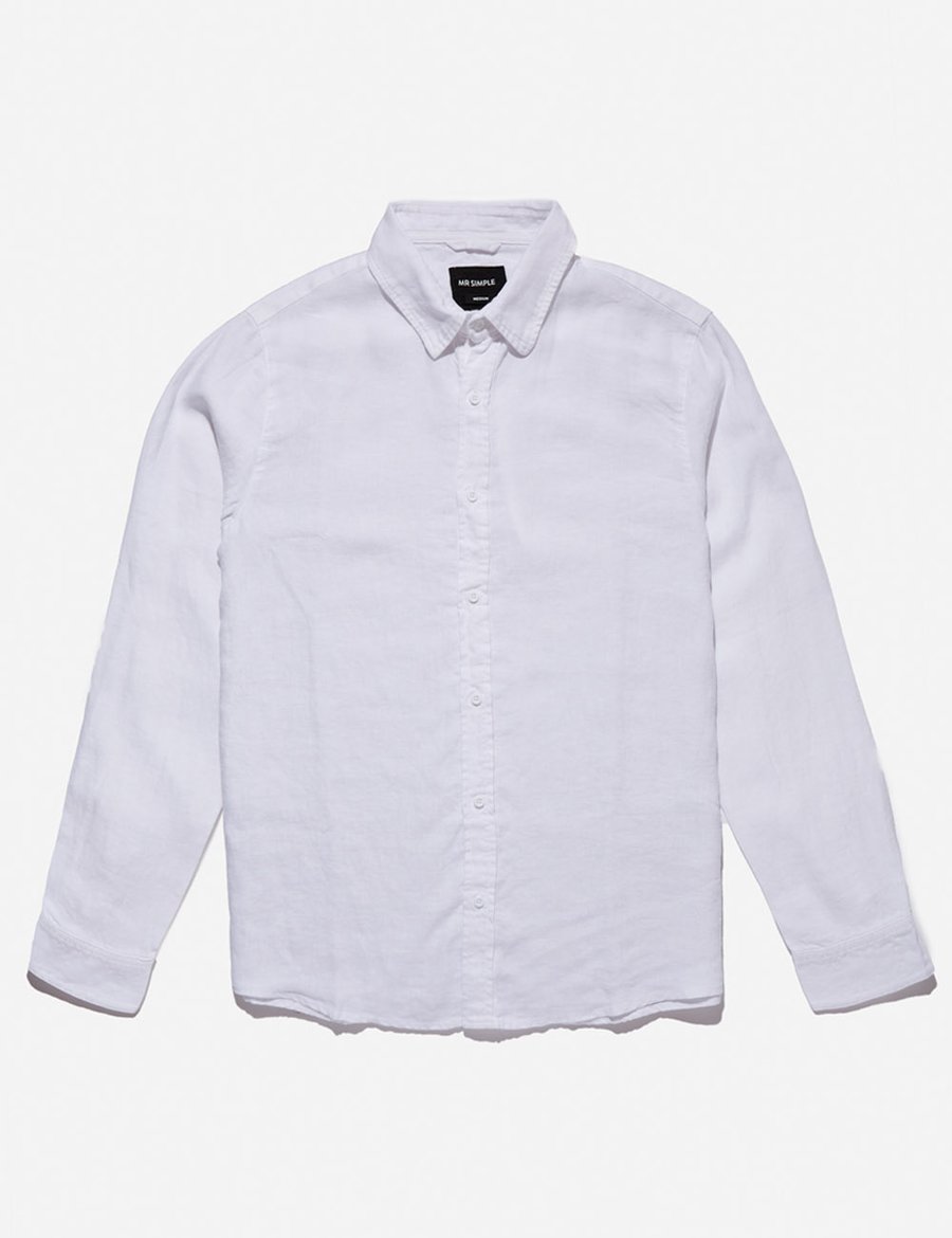 Linen Long Sleeve Shirt | White